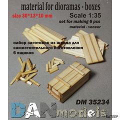 Материал для диорам: набор для изготовления 6 деревянных ящиков