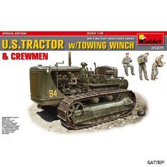 Сборная модель: Американский тяжелый трактор с буксирной лебедкой и фигурами экипажа (Miniart 35225) 1:35