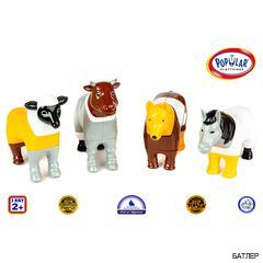 Пазл 3D детский магнитные животные POPULAR Playthings Mix or Match (корова, лошадь, овца, собака)