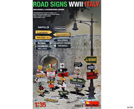 Сборная модель: Дорожные знаки времен Второй мировой войны (Италия) (Miniart 35611) 1:35