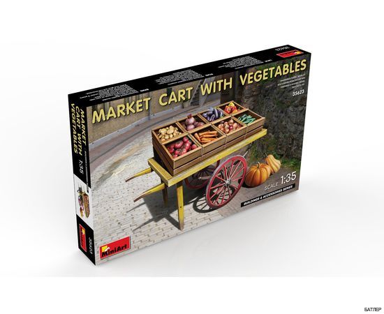 Сборная модель: Аксессуары: Рыночная тележка с овощами в масштабе (Miniart 35623 ) 1:35